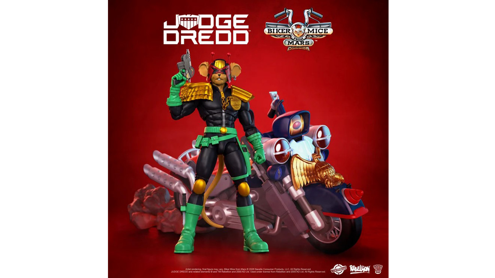 A Martian Biker Mouse Dons the Armor of a Judge: Nacelle Unveils First Judge Dredd × Biker Mice from Mars Action Figure