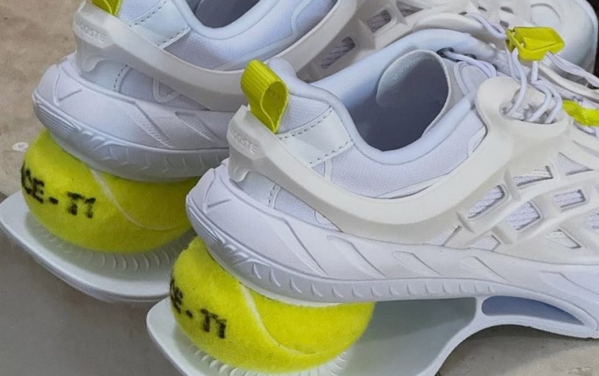LACOSTE ACE-T Unveiled at Paris Fashion Week, With a Real Tennis Ball Embedded in the Heel