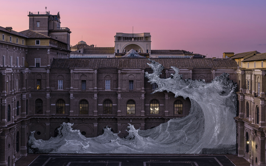 As AQVA Opens, JR Sets a 70-Meter “Giant Wave” Loose on the Vatican Library